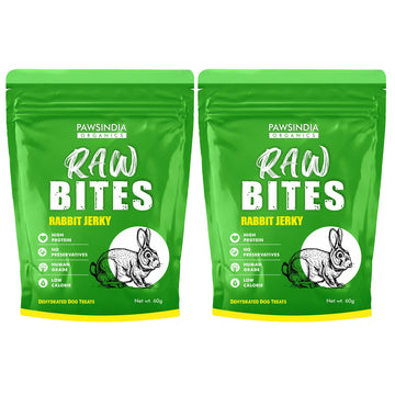 Raw Bites Organic Dehydrated - Rabbit Jerky Premium Dog Treats